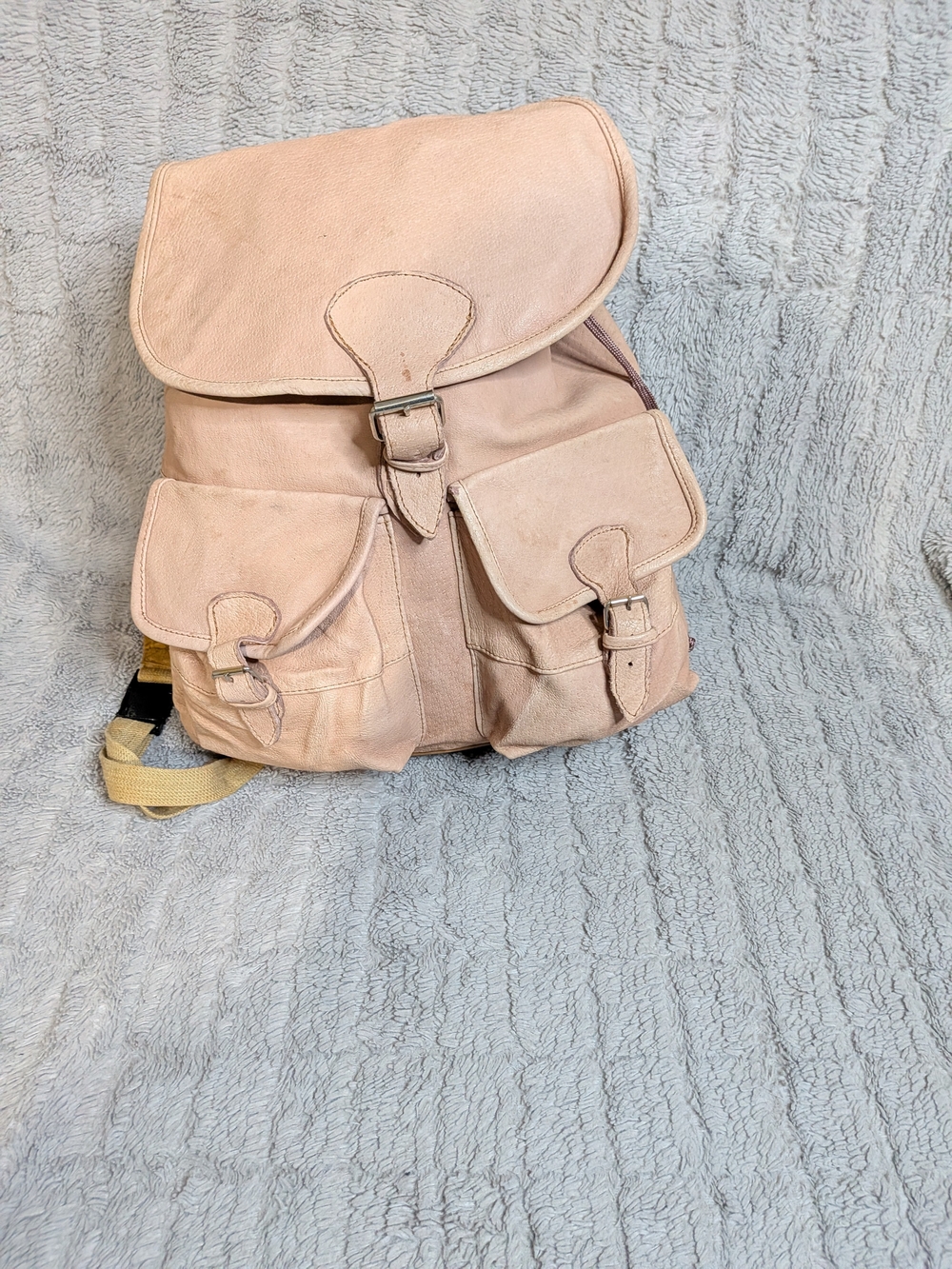 Women's Blush Pink Pig skin Leather Backpack - Casual Daypack